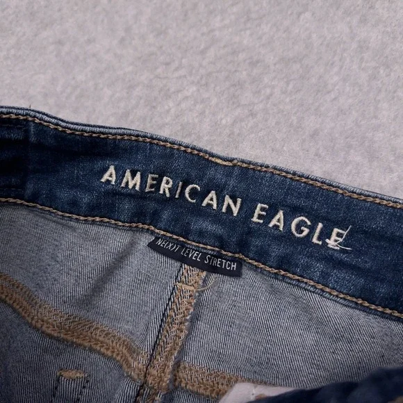 American Eagle Denim Jean Shorts Women's 0‎ Hi-Rise Shortie Distressed Stretch - Picture 2 of 10